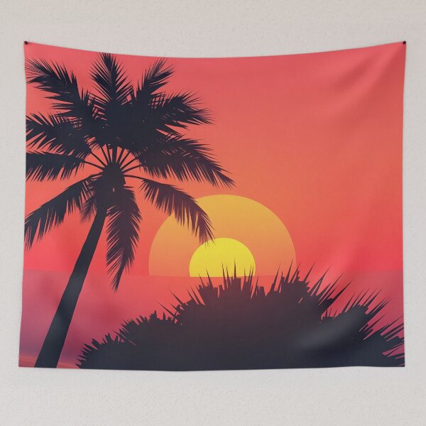 Item preview, Palm Trees at Sunset on Red Orange Sky designed and sold by SassyArtistry.
