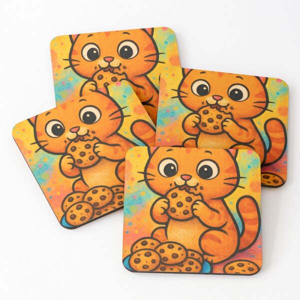 Item preview, Cute Psychedelic Orange Cat Eating Chocolate Chip Cookies designed and sold by SpookyRat1942.