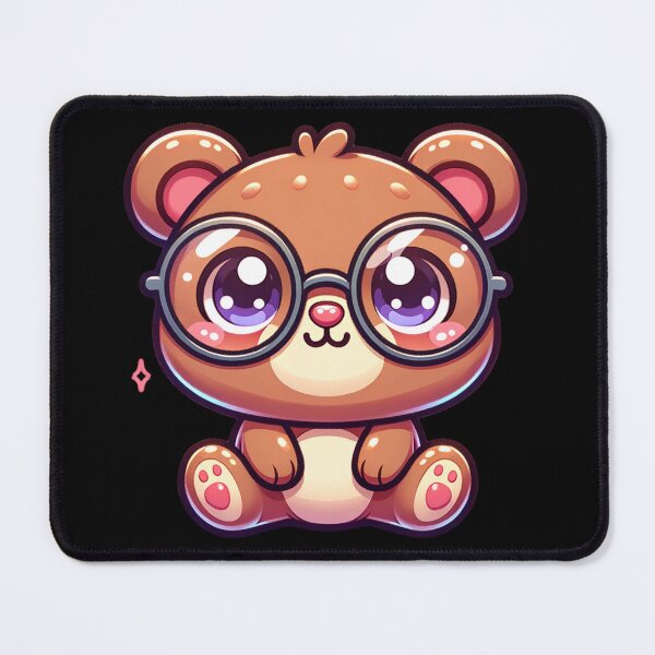 Item preview, Kawaii Smart Bear with Glasses Art - Cute Bookworm Animal Sparkly Eye Design designed and sold by NSB-Design.
