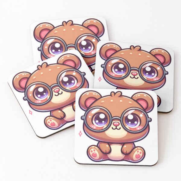 Item preview, Kawaii Smart Bear with Glasses Art - Cute Bookworm Animal Sparkly Eye Design designed and sold by NSB-Design.