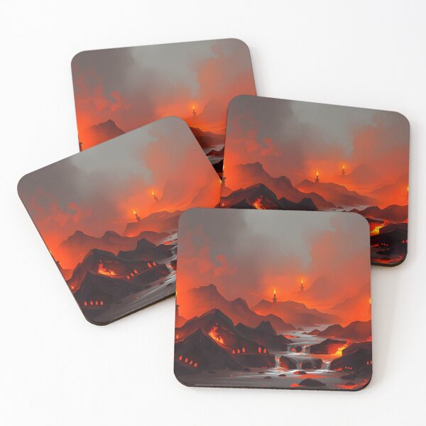 Item preview, Fantasy Volcanic Landscape with Lava Rivers and Mountains designed and sold by SassyArtistry.