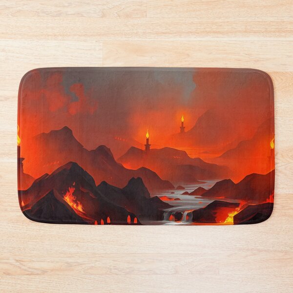 Item preview, Fantasy Volcanic Landscape with Lava Rivers and Mountains designed and sold by SassyArtistry.