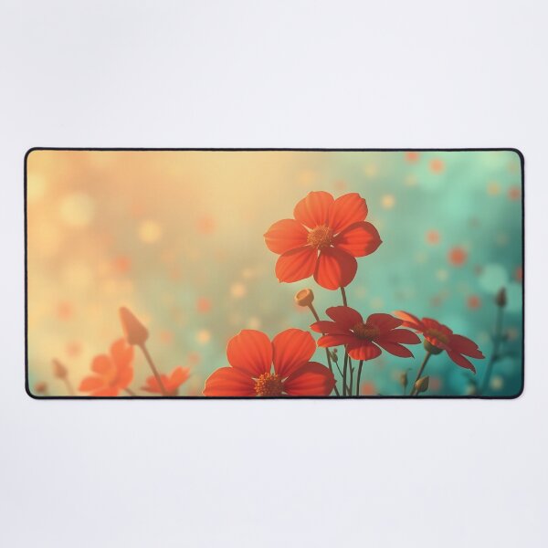 Item preview, Red Flowers with Teal Background and Sunlight Glow designed and sold by SassyArtistry.