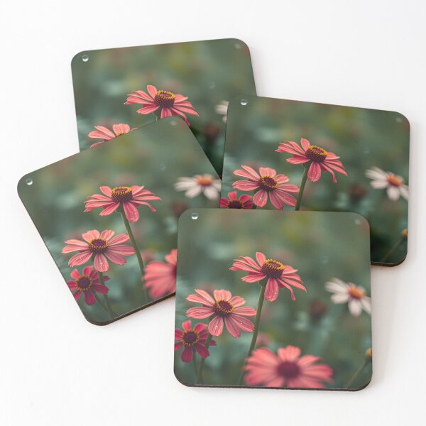 Item preview, Red Wildflowers Close Up on Dark Green Background designed and sold by SassyArtistry.