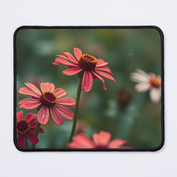 Item preview, Red Wildflowers Close Up on Dark Green Background designed and sold by SassyArtistry.