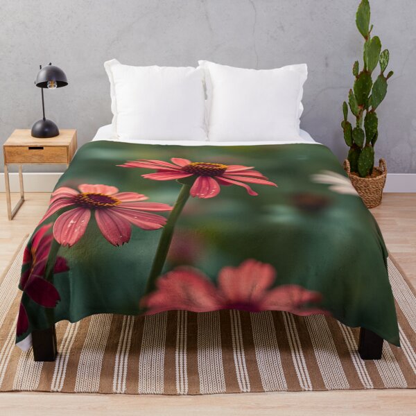 Item preview, Red Wildflowers Close Up on Dark Green Background designed and sold by SassyArtistry.