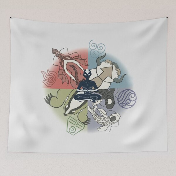 Item preview, Avatar Aang Meditation - Four Elements Spirit Animals - avatar the last airbender designed and sold by EsoKafi Design.