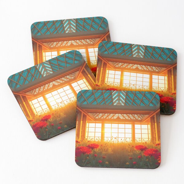 Item preview, Sunlit Greenhouse with Red Flowers and Golden Light designed and sold by SassyArtistry.