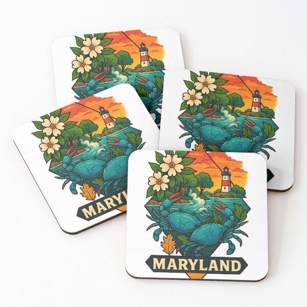 Item preview, Maryland bay and blue crab art design designed and sold by Ahau Designs.