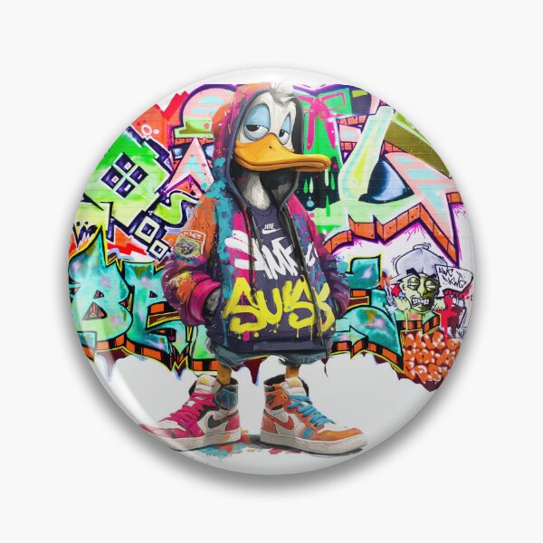 Item preview, Artistic Character Duck Wearing Graffiti Hoodie with Colorful Sneakers and Background designed and sold by KanDa-Shop.