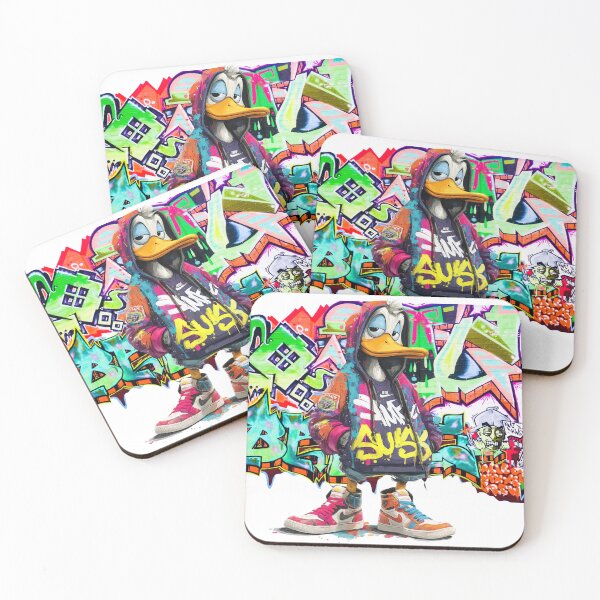 Item preview, Artistic Character Duck Wearing Graffiti Hoodie with Colorful Sneakers and Background designed and sold by KanDa-Shop.