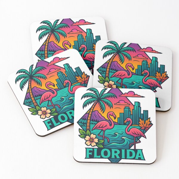 Item preview, Florida artistic design palm trees and tropical sunset designed and sold by Ahau Designs.