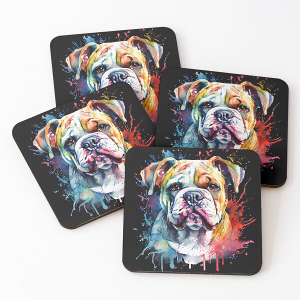 Item preview, Colorful Bulldog with Splashes designed and sold by Wags & Tails.