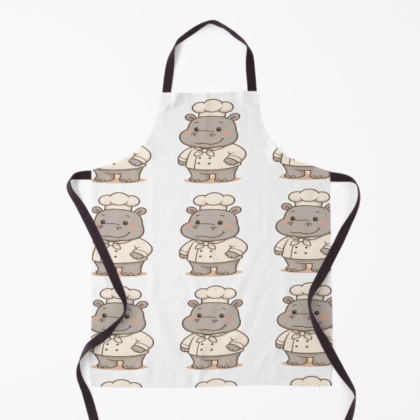 Item preview, Cute cartoon hippo chef character holding a cooking pot, wearing a white chef uniform and hat, showcasing professionalism and creativity in the culinary world. designed and sold by PWDigitalArt.