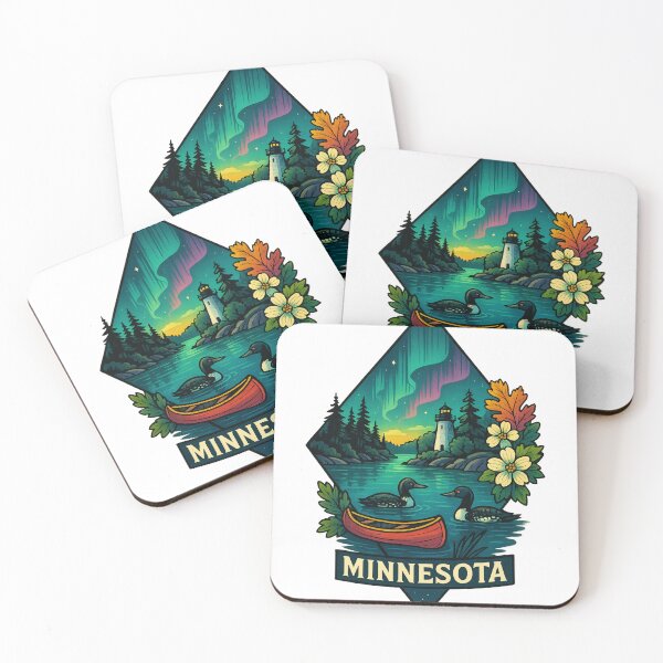 Item preview, Minnesota artistic design with nature and lakes designed and sold by Ahau Designs.