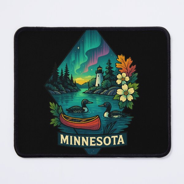 Item preview, Minnesota artistic design with nature and lakes designed and sold by Ahau Designs.