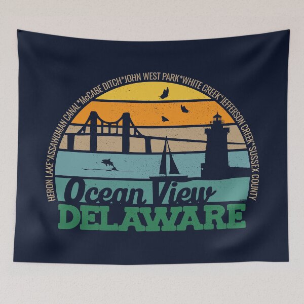 Item preview, Ocean View Delaware Retro Sunset Local Pride Logo  designed and sold by CRHPOD20.