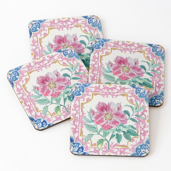 Item preview, Watercolor Pink Blossom Portuguese Tile – Ornate Vintage Floral Pattern designed and sold by imaginefountain.