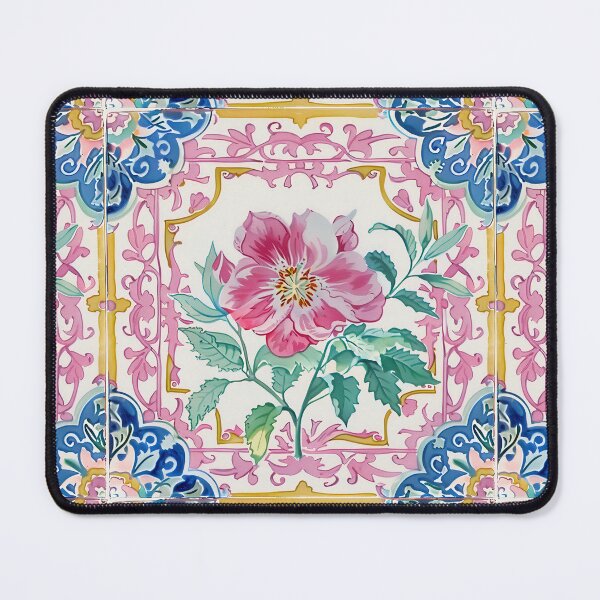 Item preview, Watercolor Pink Blossom Portuguese Tile – Ornate Vintage Floral Pattern designed and sold by imaginefountain.