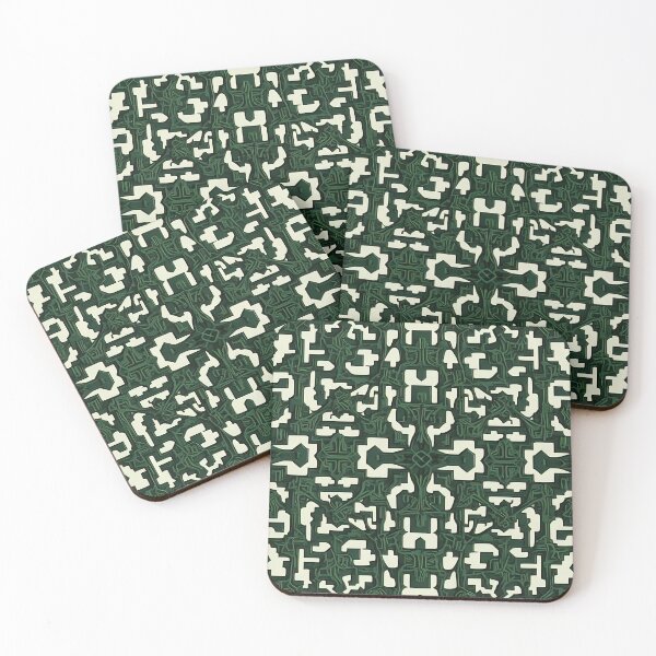 Item preview, Green Black White, Wires Vines,  Mural Mosaic, Dark Theme, Diagonal Repeated Hexagonal Pattern Textures  designed and sold by Digital-Davinci.