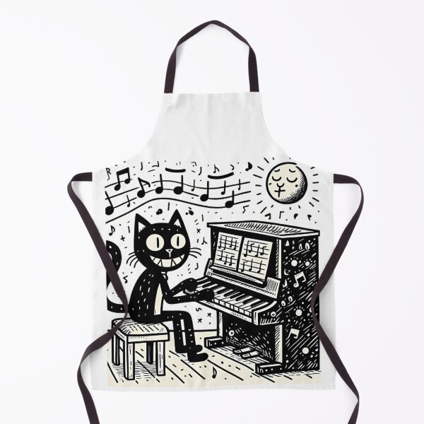 Item preview, Black cat playing the piano designed and sold by taratyanprint.