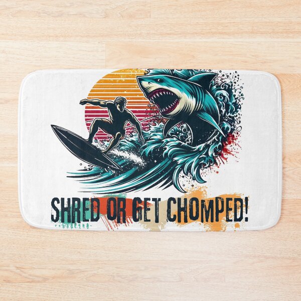 Item preview, Surfer vs Shark - Shred or Get Chomped designed and sold by Nacho Average Designs.