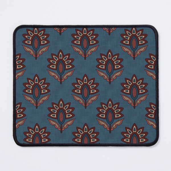 Item preview, Kalamkari Flowers on a Blue Textured Background designed and sold by SeeMyArt Designs.