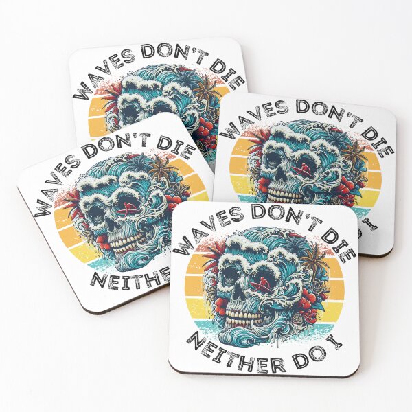 Item preview, Skull Wave Surfing - Waves Don’t Die designed and sold by Nacho Average Designs.
