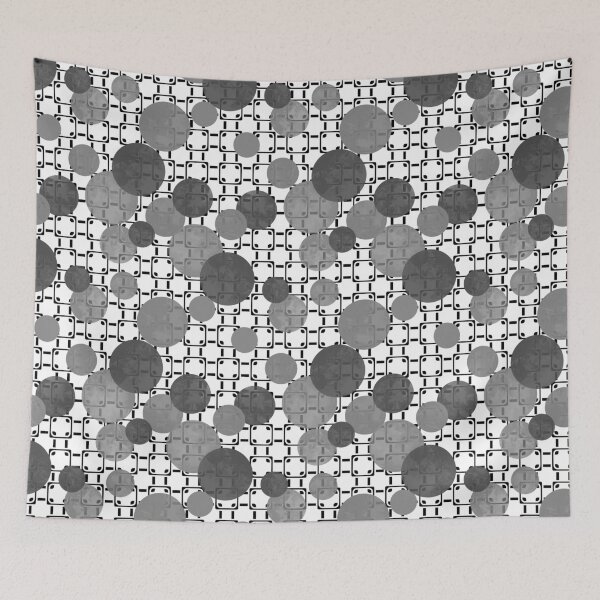 Item preview, Grey colors watercolor polka dots on geometric background  designed and sold by fuzzyfox.