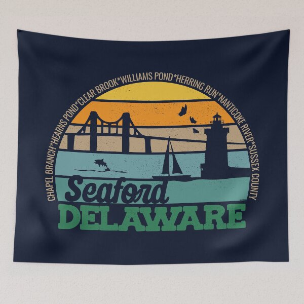 Item preview, Seaford Delaware Retro Sunset Local Pride Logo  designed and sold by CRHPOD20.