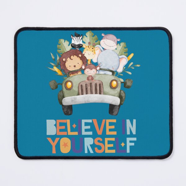 Item preview, Cute Safari Animals Driving – Believe in Yourself | Kids Design designed and sold by VelvetMoonie.