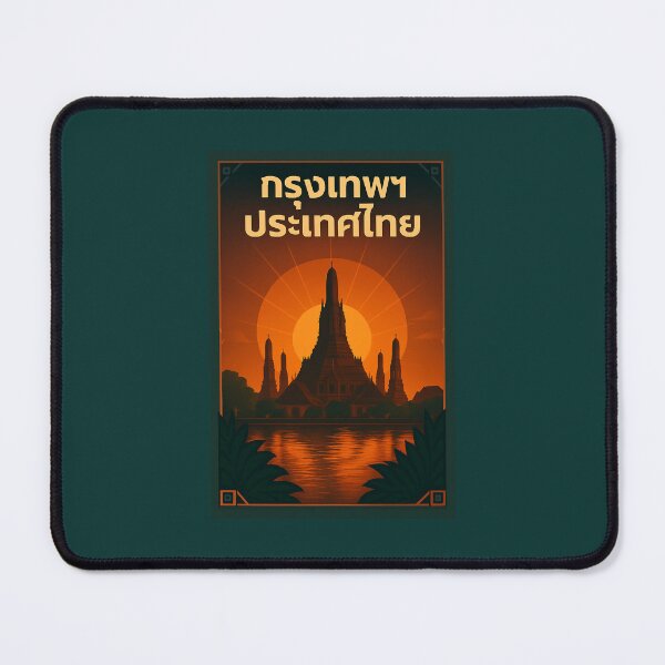 Item preview, Wat Arun & Chao Phraya Bangkok Thailand Travel Art Scene designed and sold by CharcoalPaint.