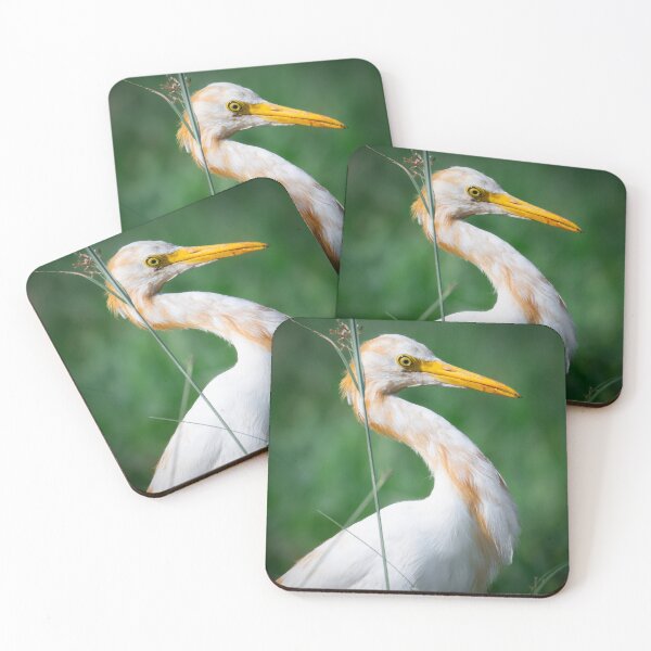 Item preview, White Heron in Grass, Elegant Wildlife and Nature Photography designed and sold by Shaheer-WallArt.