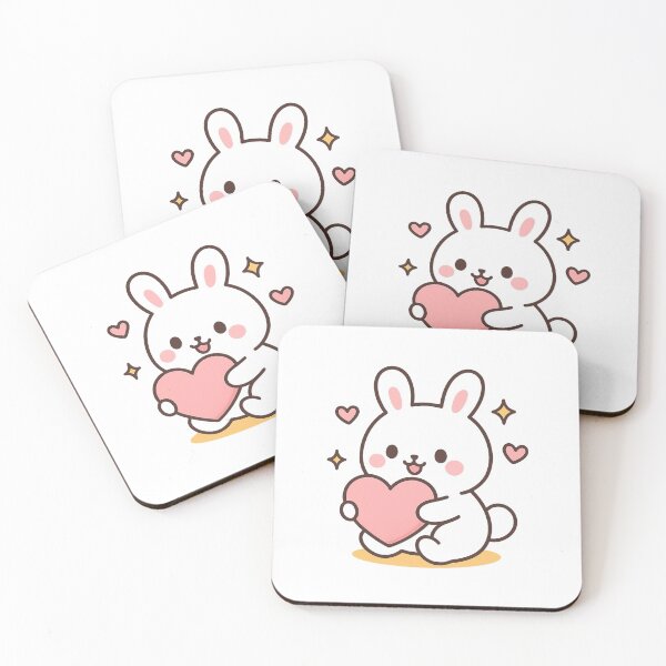 Item preview, Kawaii bunny holding a pink heart designed and sold by SkyR1v3r.