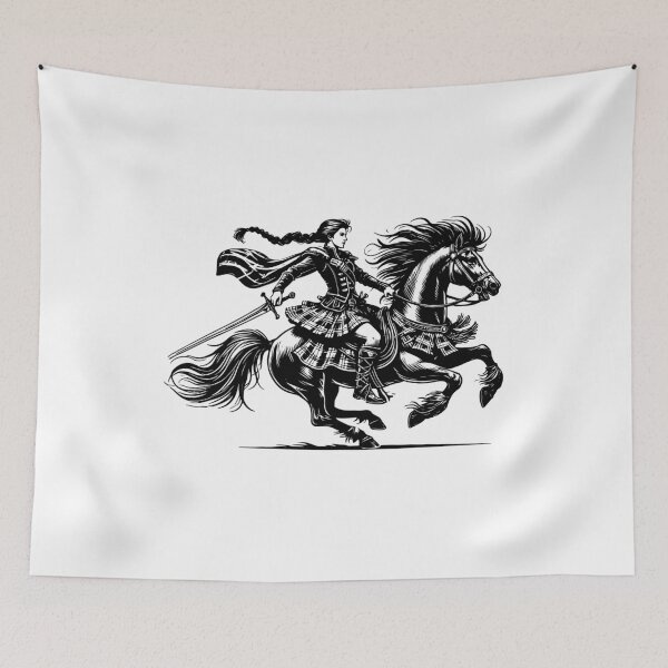 Item preview, Celtic Warrior Woman on Horseback – Highlander Art designed and sold by CelticSoulShop.