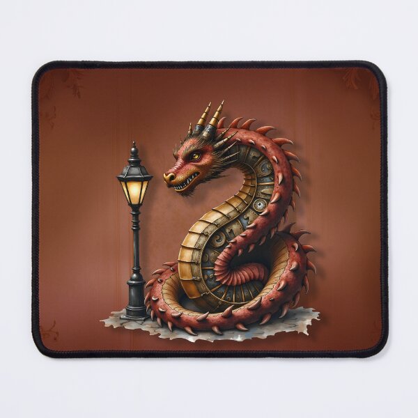 Item preview, Steampunk Dragon next to a vintage street lamp designed and sold by nicky2342.