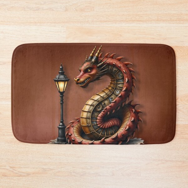 Item preview, Steampunk Dragon next to a vintage street lamp designed and sold by nicky2342.