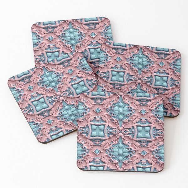 Item preview, Pink Blue, Flower Leave Motif, Regular Repeated Tiles Pattern Textures designed and sold by Digital-Davinci.