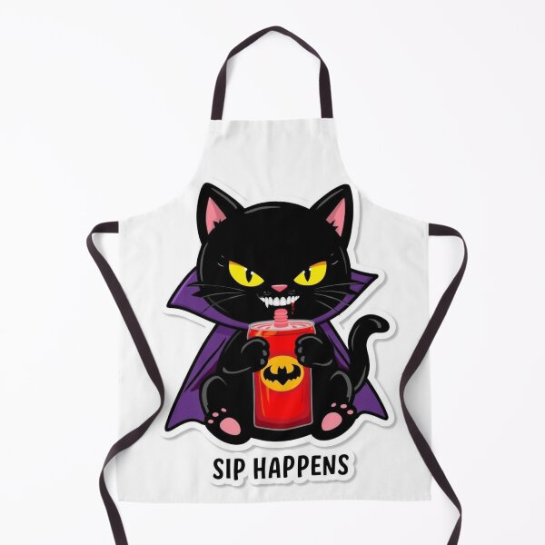 Artikelvorschau, Süßer Vampirkatzen-Aufkleber – Lustige Halloween-Box „Sip Happens“ mit schwarzer Katze, die Blut trinkt entworfen und verkauft von Rebel Fusion.