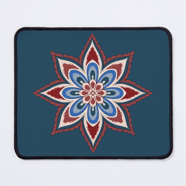 Item preview, Kalamkari Red and Blue Flower Design designed and sold by SeeMyArt Designs.