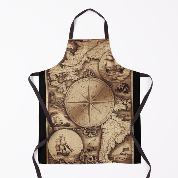 Item preview, Vintage Maritime Map with Compass and Creatures designed and sold by Shop9999.