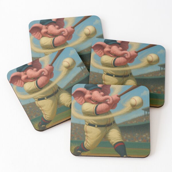Item preview, pink elephant, funny baseball player designed and sold by Mauswohn.