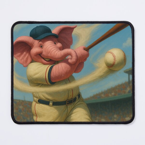 Item preview, pink elephant, funny baseball player designed and sold by Mauswohn.