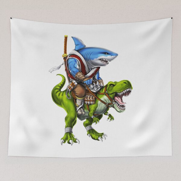 Item preview, Shark Samurai Riding T-Rex Dinosaur designed and sold by underheaven.