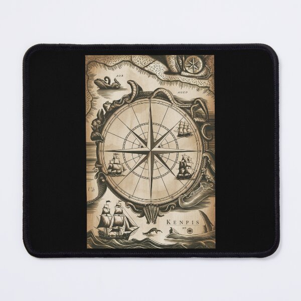 Item preview, Vintage Nautical Map with Ships and Monsters designed and sold by Shop9999.