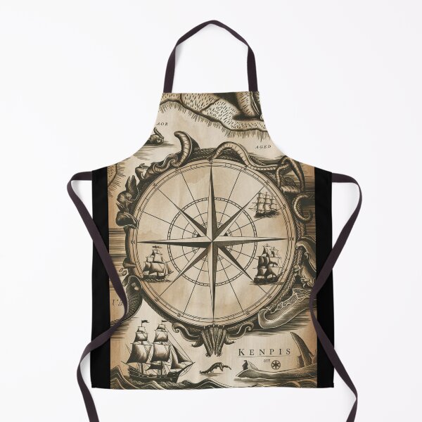 Item preview, Vintage Nautical Map with Ships and Monsters designed and sold by Shop9999.