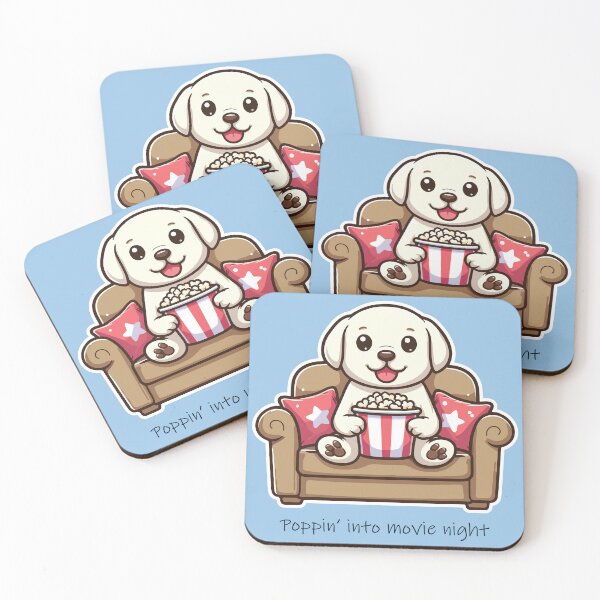 Item preview, Cute Puppy with Popcorn Movie Night designed and sold by PetsClan.