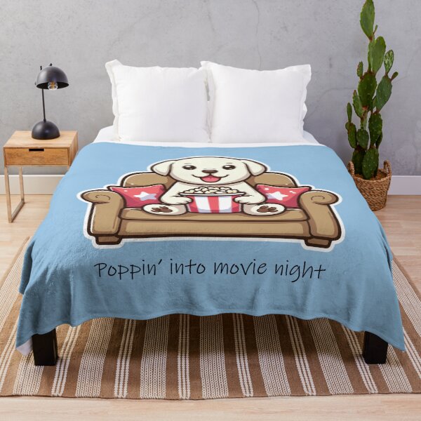 Item preview, Cute Puppy with Popcorn Movie Night designed and sold by PetsClan.