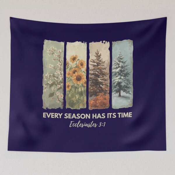 Item preview, Every Season Has Its Time – Ecclesiastes 3:1 Christian Bible Verse | Four Seasons Nature Floral Rustic Wall Art designed and sold by AmenAlways.