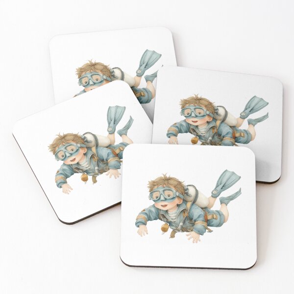 Item preview, Adventurous Boy in Scuba Gear Illustration designed and sold by Art of Ngu.